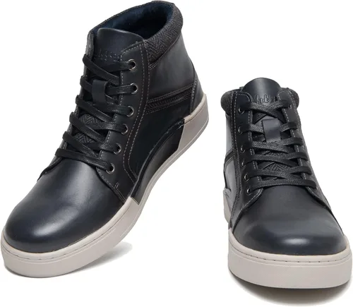 Vista 3 de ArcBrothers Tenis casuales para hombre, tenis de cuero ligero para caminar al aire libre, Negro