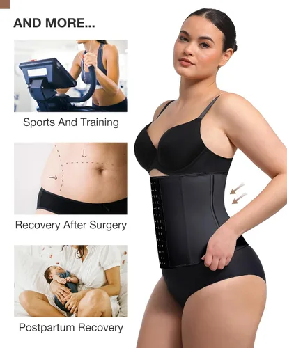 Vista 4 de Entrenador de cintura para mujer, corsé de látex bajo el busto, corsé de control de abdomen, faja deportiva de reloj de arena