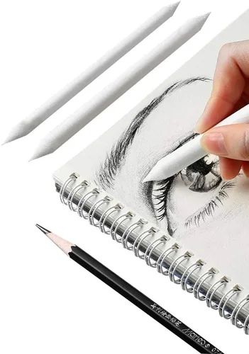 Vista 4 de Artista mezclando tocón lápiz dibujo mezcla palo difuminar tocón arte difuminador dibujo pastel tortillón tocón mezcla de tocón mezcla de carbón