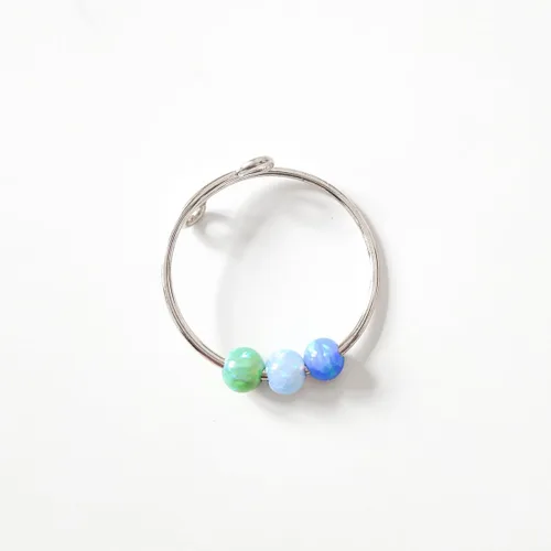 Vista 5 de Anxiety Ring Anti Stress Relief Fidget Worry Ring Adjustable Triple Opal Beads Spinner Ring Sterling Silver