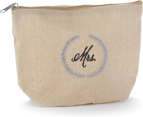 Vista 5 de Hortense B. Hewitt Accesorios de boda forrado yute natural bolsa de cosméticos, 10 x 7 pulgadas, suya