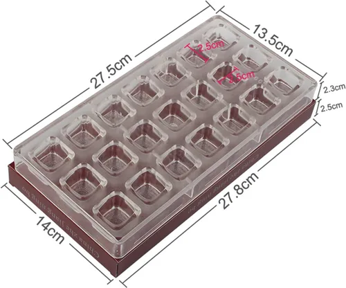 Vista 7 de HAPYLY - Molde de policarbonato para hacer chocolate con 24 cuadrículas, forma de cubo, transparente