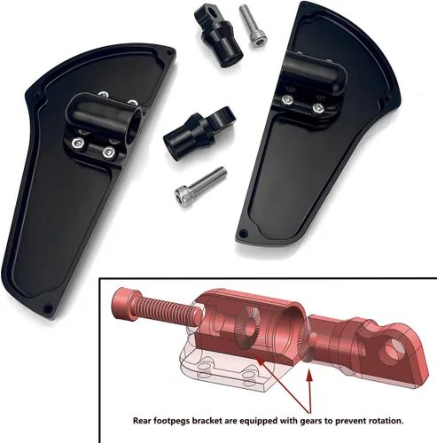 Vista 6 de Tablas de piso para Harley Davidson Touring Flt Black Defiance Floorboards Harley estribos Harley dedo del pie palancas de cambio estándar Flht