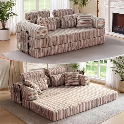 Vista 40 de Sofá cama de espuma viscoelástica de 79 pulgadas, futón convertible con reposacabezas alto, sofá sin hueso Negro