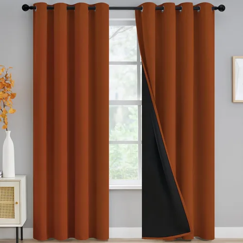 Vista 86 de Yakamok Cortinas negras, cortinas de ventana con aislamiento térmico y eficiencia energética para dormitorio, cortinas opacas completas y cortinas