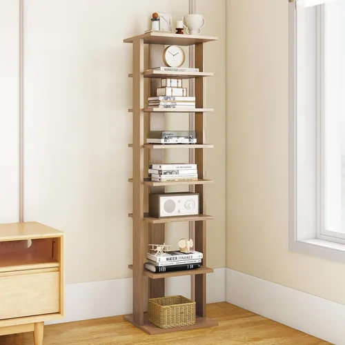 Vista 11 de COSTWAY Zapatero vertical de 8 niveles, organizador de almacenamiento de zapatos alto y estrecho con estante extraíble para botas, kit antivuelcos