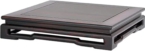 Vista 4 de Bonsái Pedestal de madera, base de jarrón rectangular clásico, jarrón de jade, piedra extraña, estatua de Buda, juego de té, adornos de bronce para 1