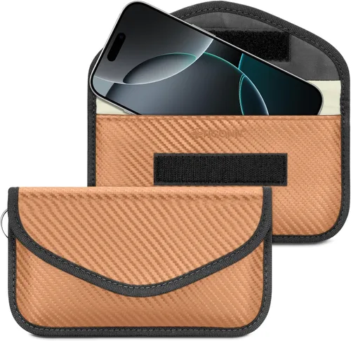 Vista 29 de TICONN 2PK Faraday - Bolsa para llavero de coche, bolsa de bloqueo RFID NFC Beige