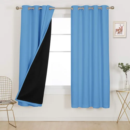Vista 83 de Deconovo cortinas blackout 100 % con forro totalmente negro con aislamiento térmico de doble capa, oscurecimiento de la habitación, ahorro