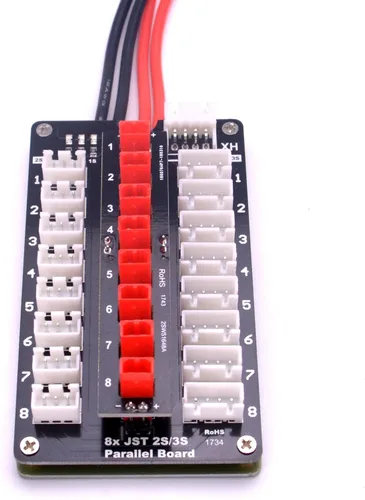 Vista 6 de YoungRC JST Junta de carga paralela 2-3S Tablero de carga de equilibrio de batería Lipo con conectores JST para helicóptero RC Drone