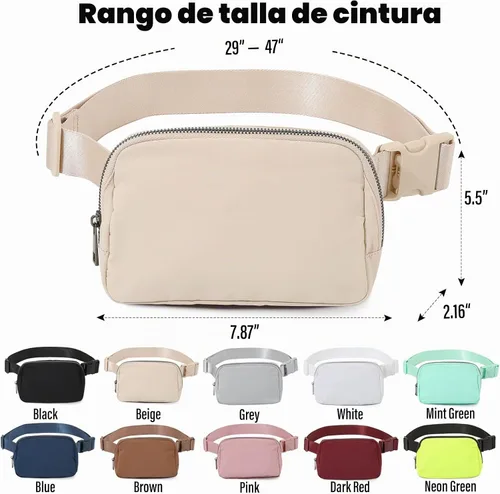 Vista 6 de TOBVZOO Riñonera cruzada para mujeres y hombres, en todas partes, riñonera resistente al agua, color beige