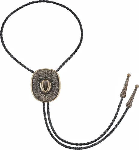 Vista 316 de Jeilwiy Corbata de bolo para hombre, corbata de vaquero occidental, collar de corbata de bolo dorado, corbata de cuero, corbata de Halloween