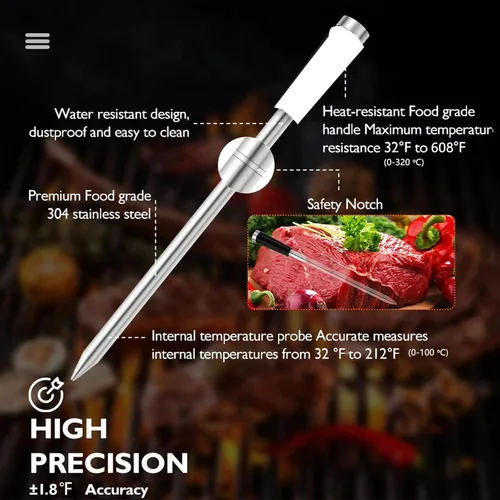 Vista 2 de Termómetro inteligente para carne, 656 pies, alcance remoto, termómetro digital para cocinar alimentos con sonda inalámbrica, lecturas en tiempo