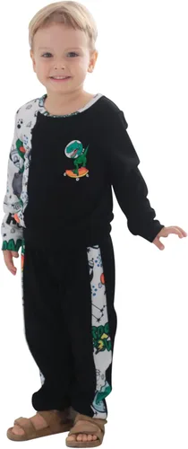 Vista 3 de Hearyoo Conjunto de ropa de 2 piezas con estampado de dinosaurio de manga larga y pantalones para niños pequeños