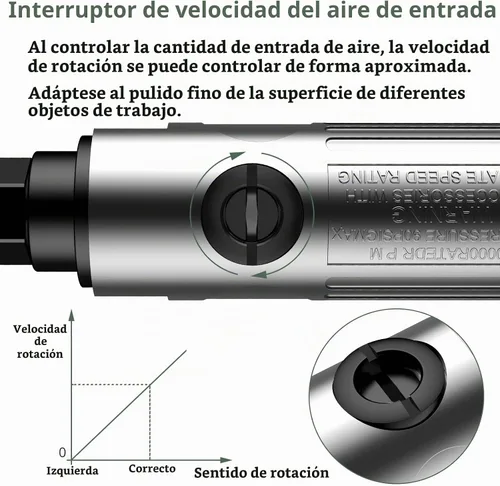 Vista 6 de EYPINS Air Die Grinder 1/4 pulgadas, Pro 90° ángulo neumático amoladora Plateado