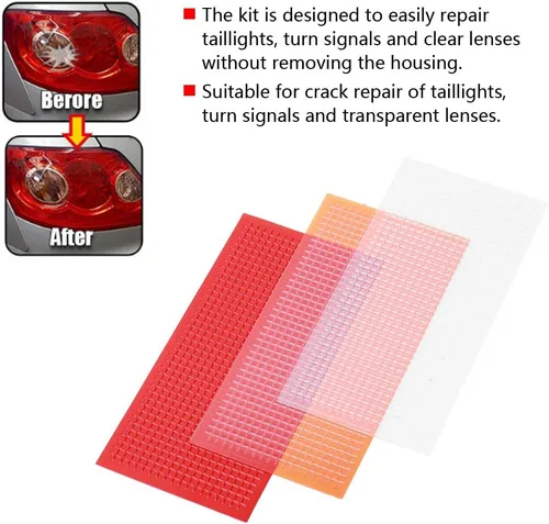 Vista 3 de Fydun Cinta de luz trasera, 3 piezas de reparación de lentes automáticas, luces de coche, película de reparación de grietas, paquete múltiple
