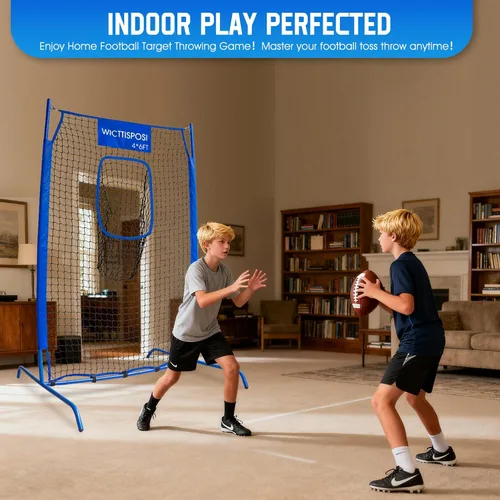 Vista 7 de Football Throwing Net, Upgrade Heavy Duty Metal Frame Quarterback Training Equipment Throwing Machine with 1-4 Targets, Easy Setup Football Target