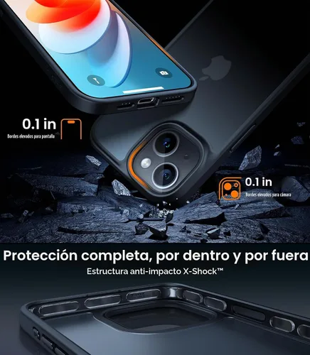Vista 4 de TORRAS Funda diseñada a prueba de golpes para iPhone 13 Mini, protección militar contra caídas de 10 pies, parte trasera translúcida
