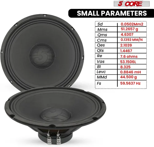 Vista 8 de 5 CORE Altavoz de 12 pulgadas de audio para coche 200W Componente de repuesto Controlador 4Ohm 30 Oz Imán 2 "Sistema de altavoces de bobina de voz