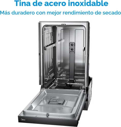 Vista 8 de Midea - Lavavajillas integrado de 18 pulgadas, 8 ajustes de lugar, bañera de acero inoxidable