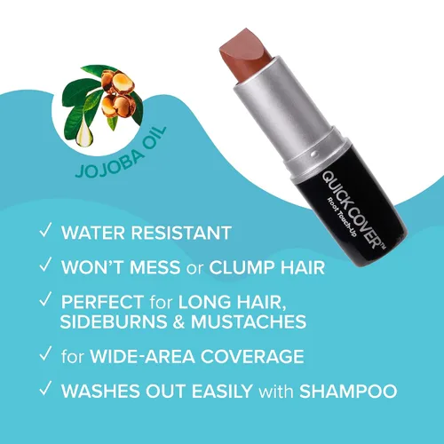 Vista 4 de RED by Kiss - Barra de retoque de raíz de cobertura rápida, resistente al agua, corrector temporal de cabello gris con cepillo para raíces y barba