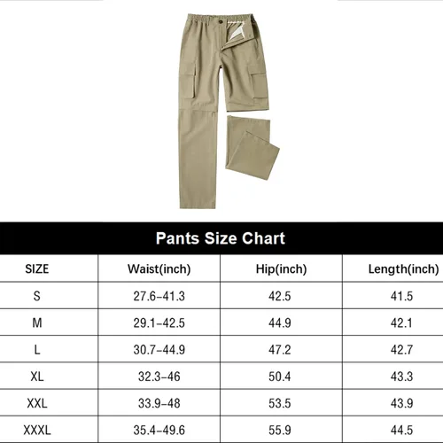 Vista 7 de WZIKAI Pantalones de senderismo convertibles para hombre con múltiples bolsillos, ligeros, con cremallera, pantalones de trabajo para exteriores