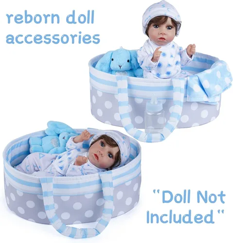 Vista 8 de BABESIDE Juego de 8 piezas de ropa para muñeca bebé con cuna para muñecas de 8-10-12 pulgadas, ropa y accesorios para muñeca bebé Bitty para bebés