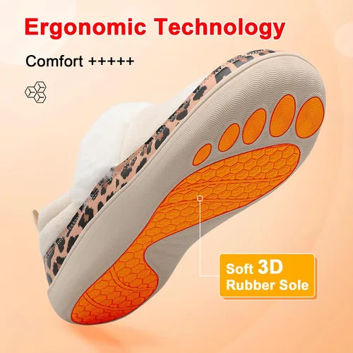 Vista 5 de Scurtain Pantuflas tipo mocasín para mujer, cómodas y cómodas botas de invierno con suela de goma cómoda