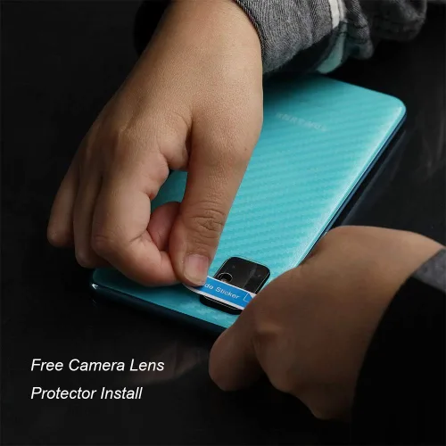Vista 3 de Ibywind Protector de pantalla para SamSung Galaxy A51, con 2 piezas de vidrio templado, 1 protector de lente de cámara, 1 película de fibra