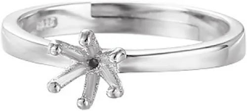 Vista 10 de Anillo ajustable de plata de ley 925 para 3.5/4.5/5.5/6.5/7.5/0.295 in, piedras redondas, 6 garras, anillo de garra, base de cabujón para mujer