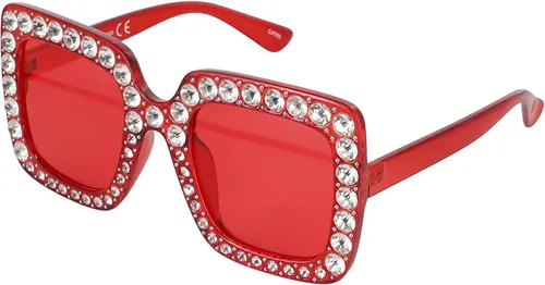 Vista 5 de Gafas de sol de gran tamaño con marco cuadrado con diamantes de imitación para mujer
