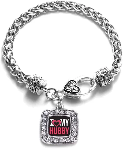 Vista 73 de Pulsera de dijes cuadrados de plata con joyería de circonita cúbica