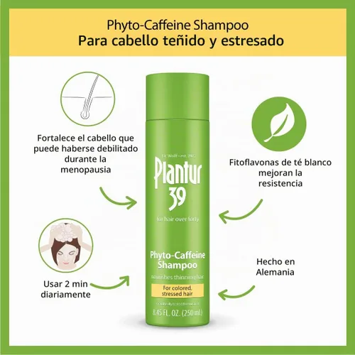Vista 2 de Plantur 39 Champú Phyto-Caffeine para cabello teñido y estresado, 8.45 fl oz