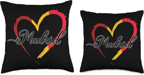 Vista 3 de Europe Spain Vacation Travel Madrid Gifts Almohada con diseño de bandera española de España, corazón y amor, familia Madrid, 16 x 16 pulgadas