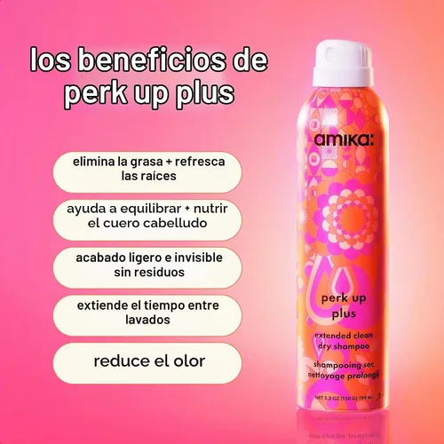 Vista 2 de Amika perk up plus extended clean dry shampoo