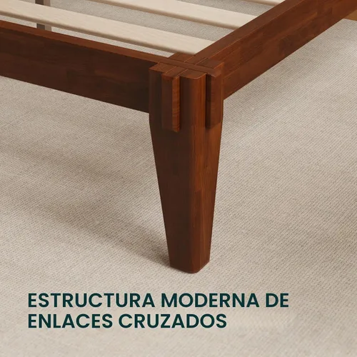 Vista 7 de Bme Chalipa Base de cama Queen de 14 pulgadas, plataforma de madera maciza, marco de cama de carpintería japonesa, soporte de listones de madera,