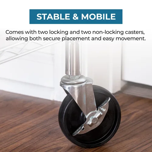 Vista 4 de Honey-Can-Do 4" Swivel Caster Wheels Set of 4, Heavy Duty for Wire Shelving Black