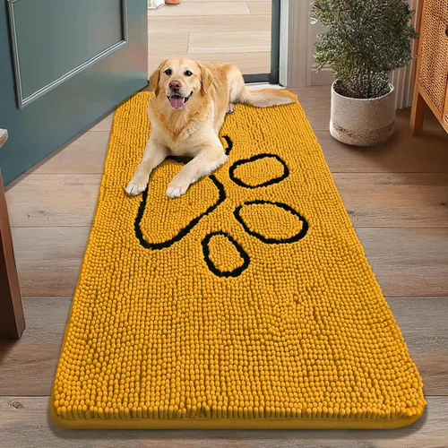 Vista 211 de Smiry Tapete para puerta de perro para patas fangosas, absorbente y Gris y negro