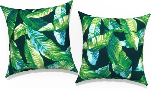 Vista 14 de Juego de 2 fundas cuadradas de 16 x 16 pulgadas para cojín de exteriores, fundas decorativas modernas para cojín de respaldo para muebles de patio