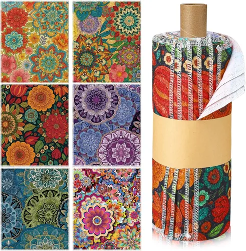 Vista 18 de Redbaker 6 Piezas Rollos de Toallas de Papel Reutilizables Toallas de Cocina a Granel Lavables Sin Papel Paños de Algodón Servilletas de Mano