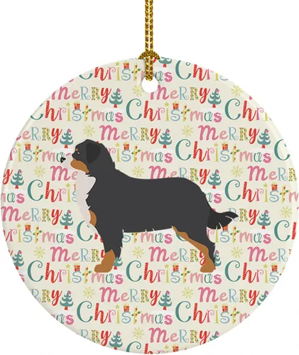 Vista 13 de Caroline's Treasures Affenpinscher - Adorno de cerámica con texto en inglés "Merry Christmas", multicolor para colgar en el árbol de Navidad
