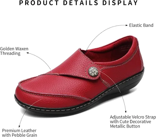 Vista 2 de Geoeleph Mocasines casuales para mujer mocasines cómodos para caminar mocasines de cuero para conducir