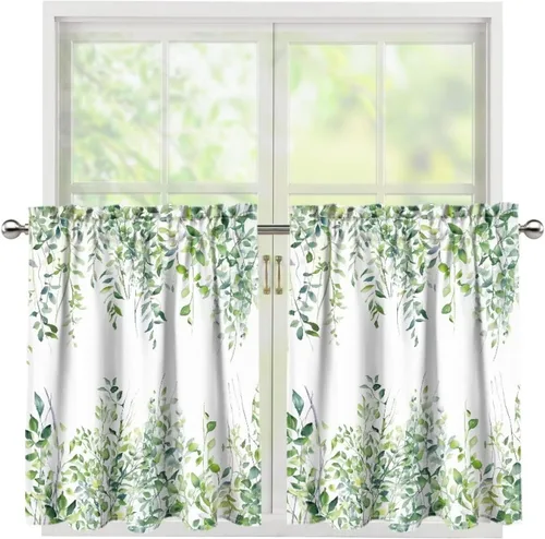 Vista 15 de God Bssing You Tier Curtains for July 4Th 2026 27.5x24 2 Panels Light Filtering Half Window Rod Pocket for Kitchen/Bathroom