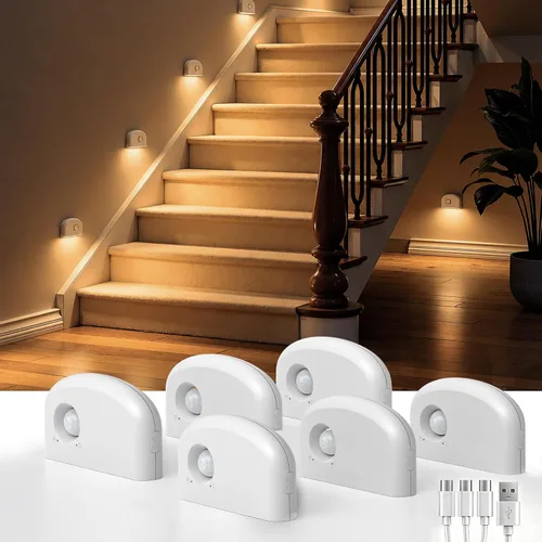 Vista 12 de L LOHAS LED Luz nocturna con sensor de movimiento, luces de escalera para Blanco