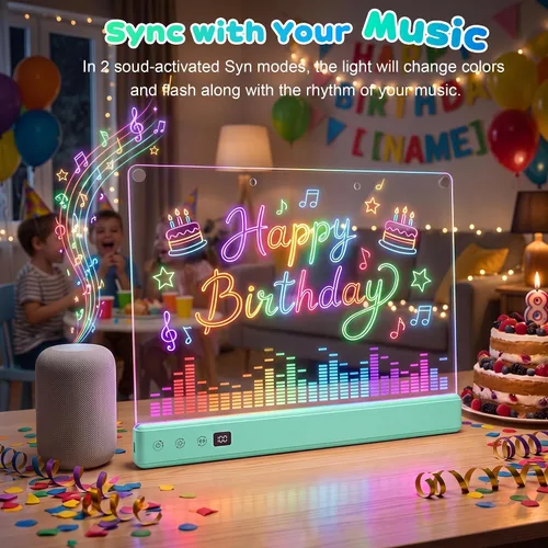 Vista 5 de Comzler Tablero de dibujo LED recargable de 16" para niños con 16 efectos Azul