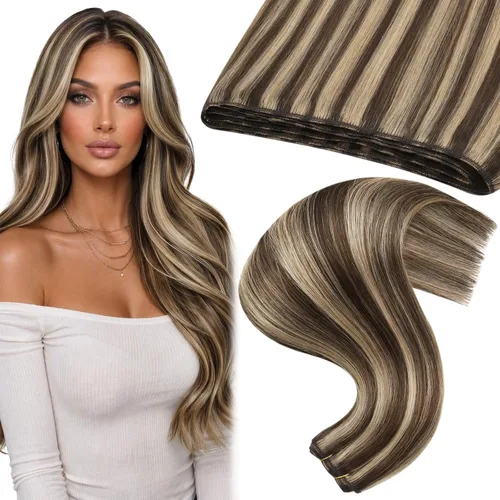 Vista 45 de Moresoo Extensiones de cabello humano real para coser, color negro natural