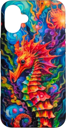 Vista 22 de Funda para iPhone 14 Plus Seahorse Coastal Colorful Ocean Life Art Aquarium Lover Case