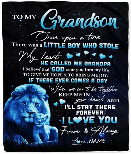 Vista 29 de Manta personalizada con texto en inglés «To My Grandson from Grandma Grandpa You Will Never Lose Lion Nison», manta de forro polar personalizada