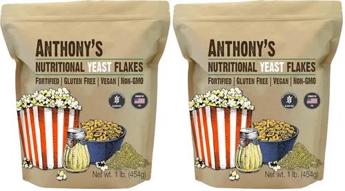 Vista 6 de Anthony's Hojuelas de levadura nutricional Premium, 1 libra, fortificadas, sin gluten, sin GMO, veganas