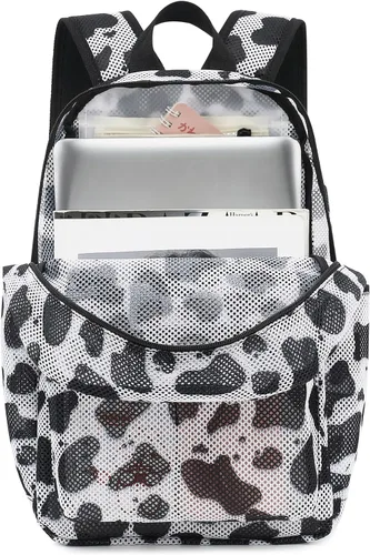 Vista 2 de Xunteny Mochila de malla para niñas y mujeres, mochila escolar semitransparente para niños, mochila universitaria para playa, gimnasio, viajes